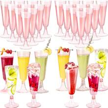 10/25/50pcs Set Reusable Pink & Champagne Wine Glasses, Cocktail Glasses, Wedding Toasting Flutes, Suitable For New Year, Christmas, Party, Wedding, Birthday, Valentine's Day, Back To School And Other Major Events - Multicolor - View 2
