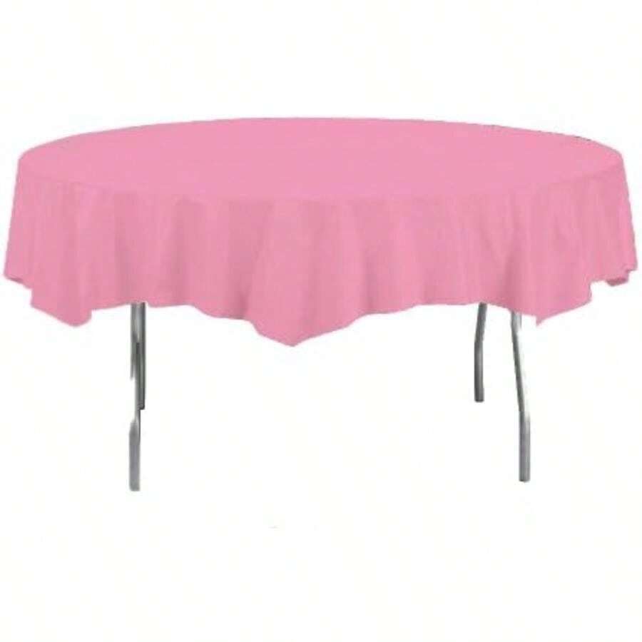 Creative Converting 702000 - Mantel de plástico con Esquinas elásticas, Color , 30 x 96 Pulgadas(208.3 cm (Redondo) Hot Pink) - Multicolor - Ver 1