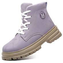 UMBURLLY Women's Safety Shoes With Steel Toe Cap, Anti-Puncture, Outdoor Work Boots, Suitable For Factory, Workshop, All Seasons, Mid-Top Work Shoes