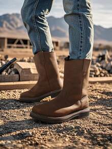 Men's Steel Toe Waterproof Wellington Boots Cowboy Boots Western Boots Pull-On Work Boots Feature Full-Grain Leather For Durability And Are Designed With Oil And Slip-Resistant Hazard Protection, Making Them Ideal For Construction And Farming - nâu sẫm - Xem 9