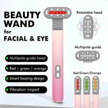 7 合 1 LED 美容棒、眼部美容仪、精华导入仪、面部和眼部按摩器、唇部美容仪、唇部保护器、改善眼袋/黑眼圈/唇纹、360°旋转便携式按摩器、节日礼物 - 彩色 - 查看 12