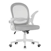 GartistGo Ergonomic Office Chair With Medium Mesh Backrest, Fold-Up Armrests, Lumbar Support And Height-Adjustable Swivel Base. - Xám - Xem 8