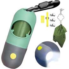 Dog Poop Bag Dispenser With Built-In LED Flashlight And Metal Clip For Leash, Pet Waste Bag Holder, Dog WalFKing Accessory, Mint Green,1Count(Packof1),MintGreen - MintGreen - View 1