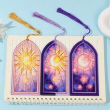 Marcapáginas de vitral con diseño de luna y sol - Elemento mágico diseñado para novelas de fantasía, preferido por entusiastas de la fantasía y amantes de la estética religiosa. - Multicolor - Ver 2