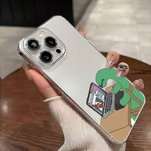 Funda Protectora Transparente con Diseño de Dinosaurio Trabajando, Múltiples Diseños, -Caídas y Suave para iPhone16/15/14/13/12/11/Plus/Pro Max, Elegante y Creativa, Funda de Teléfono de Alta Calidad con Protección Completa, Unisex,  de Uso Diario,Funda Antigolpes,Funda - Transparente-648 - Ver 8