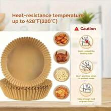 200片圆形一次性空气炸锅纸，纸质，烘焙托盘食品垫，适用于聚会、节日派对、厨房和烘焙（可选200/100/25片装）纸质空气炸锅衬垫，纸质篮碗，烘焙盘，烤箱配件，烘焙工具，厨房小工具，厨房用品 - 彩色 - 查看 8