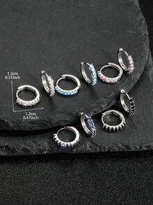 1 Đôi bông tai đinh tán bằng đồng đính đá Cubic Zirconia thời trang, unisex, phù hợp cho phong cách đường phố, tiệc tùng, mặc hàng ngày, quà tặng Giáng sinh, Năm mới, Ngày Valentine, Lễ Phục sinh. - Nhiều màu - Xem 2