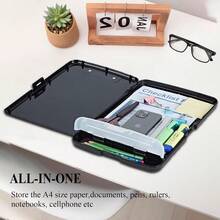 WSXC Clipboard With StorageHeavy Duty Plastic Nursing Clip Board Foldable High Capacity Storage Clipboard Folder Case For Coaches Nurse Teacher Office School Supplies- Black Leopard Print - BlackLeopardPrint - View 6