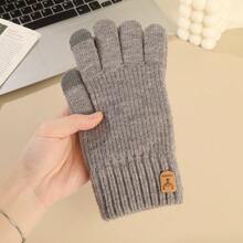 Men's Winter Gloves With Thickening And Fluffy Lining For Outdoor Cold-Proof And Warm-Keeping Cycling Gloves With Touch Screen Function - Black - View 7