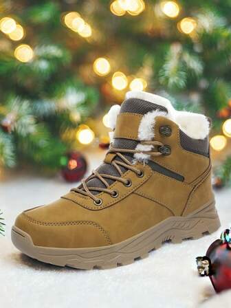 Botas de nieve para hombres en invierno, botas cálidas con forro de felpa para hombres, zapatillas de senderismo de alta top resistentes para exteriores, zapatos casuales resistentes para hombres, botas de nieve para montaña y trabajo, tallas grandes del 39 al 48
