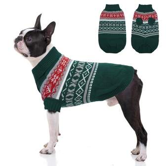 一件高领狗狗毛衣，保暖圣诞毛衣，冬季毛衣，适合大型、小型、中型犬，针织服装
