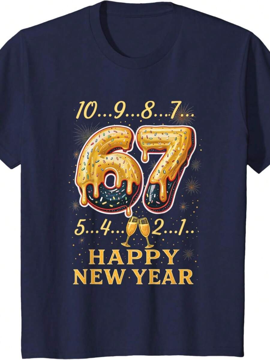 Funny Countdown 2026 New Year Six Seven Tee 67 Happy New Year Six Seven Funny Countdown 2026 Brainrot T-Shirt - 藏蓝色 - 查看 1