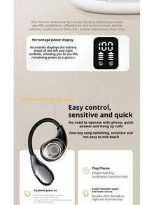 Lenovo TA320 Bluetooth Headphones: Noise Canceling, Sports & Running, Long Battery Life, High Sound Quality, Open-Type Wireless Bluetooth Headphones - Black - View 9