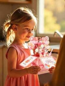 1pc "Happy Birthday To My Daughter" 3D Pop-Up Greeting Card, Personalized Birthday Card With Envelope, Creative Gift, Party Decoration Memento For Parents To Give To Daughter, Baby Growth Milestone, Infant Birthday Party Decor, Birthday Gift For Daughter - Card - View 5