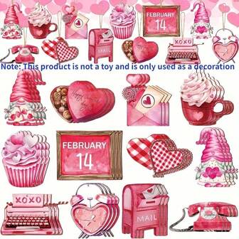 12pcs Wooden Valentine's Day Ornaments Valentine's Day Ornaments For Tree Heart Gnome Happy Valentine's Day Ornaments With Ropes Valentines Tree Decoration Valentine Party Decor For Weddings, Anniversaries, Bridal Parties - Wedding Decorations, Hanging Decorations, Indoor And Outdoor Decorations For Homes, Hanging Decorations, Valentine's Day Home Decorations