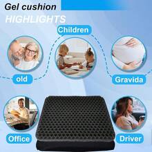 Yimiyaa Gel Seat Cushion, Double Thick Egg Gel Cushion For Pressure Pain Relief, Breathable Wheelchair Cushion Chair Pads For Car Seat Office Chair Black,Black - 黑色 - 查看 6