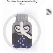 Wärmflasche aus Gummi mit abnehmbarem, weichem Bezug, Wärmekissen aus wärmendem Gummi zur Schmerzlinderung, für Nacken und Schultern, Füße, Menstruationsbeschwerden, Wärme- und Kältetherapie (1 l) - Grau - Übersicht 5