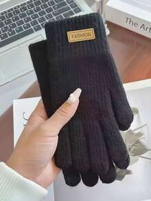 A Pair Of Stylish New Winter Velvet Women's Gloves In Multiple Colors. Tfeatures Knitted Yarn And Five Fingers, Making These Casual And Versatile Gloves Suitable For Both Men And Women. They Can Be Used For Touch Screen Games And Are Perfect For Everyday Commuting, Sports, Cycling, Shopping, Running, Birthdays, Anniversaries, Christmas, And Other Occasions. They Are Also An Ideal Gift For Friends And Family. - Multicolor - View 9