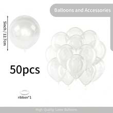 50/125pcs Transparent Latex Balloons - 5/10/12/18 Inch Round Clear Helium Balloons Arch Set, Suitable For Wedding, Bridal Shower, Birthday, Anniversary, Engagement, Graduation, Christening, Gender Reveal Party Bubble Party Decor - Clear - View 12
