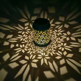 1 件装户外铁艺星形太阳能灯 | 迷你便携式装饰灯 - 露营和卧室氛围夜灯，适用于庭院/花园/露台/生日派对节日装饰