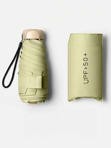 7.5英寸/19厘米迷你折叠伞，便携式户外遮阳伞，防紫外线遮阳伞，带收纳袋，防晒，6根伞骨+加厚黑色防水涂层，是户外、旅行、夏季防晒的理想之选，防风防水。