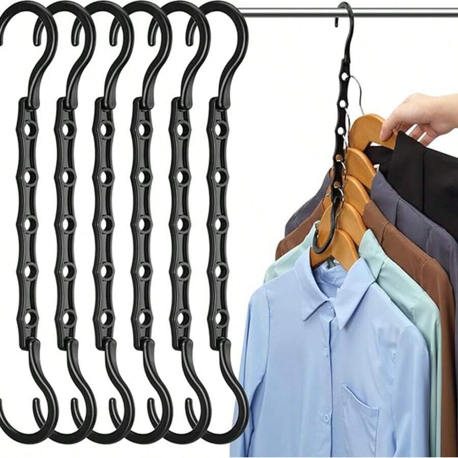 6-Piece Set - Wardrobe - Storage - Storage/Storage/Magic Hangers - Space-Saving - Clothes, Closet Organization, Space-Saving - Hangers - Storage Bags - Multi-Purpose, Dorm Bedroom Walk-In Closet - màu đen - Xem 1