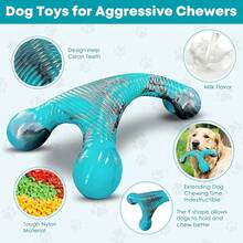 Dog Chew Toy For Aggressive Chewers, Indestructible Tough Dog Toys For Large/Medium/Super Chewer Dogs,DarkBlue - Xanh đậm - Xem 6