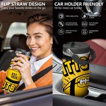 1pc 30oz Stainless Steel Insulated Car Mug. American Football Graphic Print. Beautiful And Practical, Meeting Daily Hydration Needs. A Great Gift For Fans, Especially For Family And Friends On Holidays Or Birthdays. Gray Lid With Handle. - Multicolor - View 6