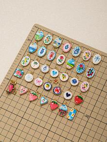 1件多巴胺主题时尚吊坠，图案包括蓝色花朵、草莓、螃蟹、虾、玫瑰、蜻蜓、芒果和樱桃，采用18K真空镀金工艺制成，适用于DIY珠宝、项链、手链、耳环、钥匙扣、包包挂饰、女士珠宝配饰、钱包装饰、小型吊坠和DIY用品。 - 彩色 - 查看 1