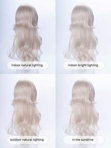alicegarden 1 件合成耐热卷发长假发，带刘海，编织自然逼真，适合日常佩戴（不含配件） - 銀色 - 查看 10
