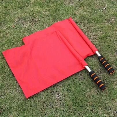 2pcs Upgraded Stainless Steel Referee Flags, Red Yellow Green White Traffic Direction Flags For Athletics, Soccer, Railway