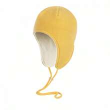 Gorro con orejeras para hombre y mujer, moderno, de color liso, cálido, para viajes al aire libre. - Cúrcuma - Ver 7