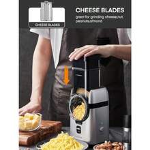 JIAO Electric Cheese Grater Upgraded 6-IN-1 Large Feed Chute Electric Vegetable Slicer With Different Blades And Storage Box Cheese Shredder Electric Slicer For Cheese Fruits Vegetables HU - 銀色 - 查看 2