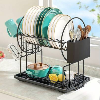 Tableware Drying Rack, Tableware Rack, Kitchen Organizer And Storage Device, Tableware Drying Rack, Knife And Fork Rack, Cutting Board Rack, Clean Countertop - Multifunctional Tableware Organizer, Suitable For Bowls, Plates And Other Items, Kitchen Countertop Tableware Drying Rack, Durable Kitchen Utensils