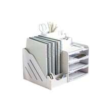 Multifunctional Storage Rack Desk File Tray Storage Display Rack Bookshelf Storage Display Rack Bookcase Large Capacity Rack Storage Rack Open Bookshelf Suitable For Home Office School - أبيض - مشاهدة 5