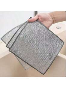 30pcs Magic Cleaning Cloth Thickened Double -Sided Metal Steel Wire Rags Kitchen Dish Pot Washdishing Cloths Towel Clean Tools - Silver - View 9