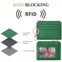 Sodsay Card Case Slim Front Pocket Wallet For Women Credit Card Holder With Keychain - Ch Green - Xem 5
