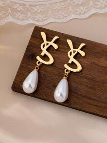 1 Pair Fashion Elegant YS Letter Pearl Earrings, Luxury High-End Niche Design, Versatile Socialite Earrings - Fashion Earrings - View 3