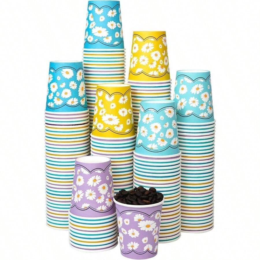 - Paquete de 500 tazas de papel desechables de 5 onzas, tazas de enjuague bucal pequeas coloridas, para fiestas, picnics, barbacoas, viajes y eventos, margarita - 500 paquetes-margarita - Ver 1