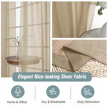 Taupe Sheer Curtains 63 Inch Length 2 Panels, Voile Sheer Curtain For Living Room, Breathable Light Filtering Modern Window Treatments, Soft Fabric Dual Rod Pocket Drapes, 2x42Wx63L Inches,42inchWx63inchL(Packof2),Taupe - Taupe - 查看 5