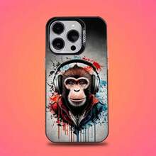 Funda de Teléfono Monkey Music Meme para 17,16,15,14,13,12,11,Pro,E,MAX Cubierta Mate Negra Candy - Z1 - Ver 8
