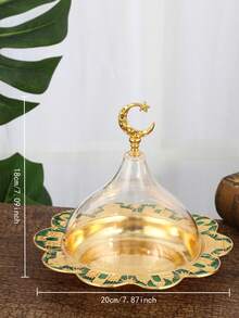 Prato para bolo com tampa e alça, tema criativo de feriado, estrela e lua, 1 peça. Ideal para petiscos pequenos. Cor dourada. Perfeito para armazenar alimentos durante o Ramadã Kareem. Prato de sobremesa dourado com tampa em formato de lua, sucesso de internacionais. Bandeja de sobremesa em ferro forjado. Prato de frutas em acrílico transparente de alta qualidade. Design 2025 com estrela e lua esculpidas, resistente à poeira e manchas. Prato portátil e charmoso para buffet, estilo boêmio, com cores vibrantes, perfeito para festivais, celebrações e festas do Oriente Médio. - Multicolorido - Ver 10