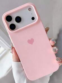 1pc Minimalist Heart Design Liquid Silicone Shockproof Soft Phone Case, Compatible With Apple 11/12/13/14/14 Plus/15/15 Plus/16/16 Plus/17/17 Pro