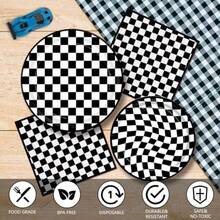 D150pcs Race Car Paper Plates And Napkins Party Plies Disposable Tableware Set Checkered Flag Racing Sports Birthday Party Decorations Serve 50 Guests - 如圖 - 查看 3