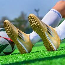 Men's Football Shoes Indoor Football Shoes Professional Lightweight Grass Leather Shoes Adult Shoes Football Boots Wear-Resistant - Gold - View 8