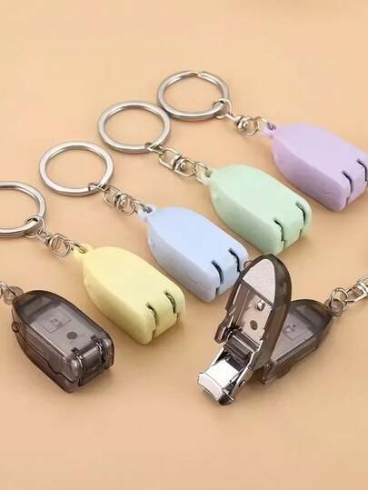 1pc Portable Foldable Nail Clipper Keychain - Compact Durable Stainless Steel Design, Splash-Proof Nail Cutter, Convenient Carry, Ideal For Manicure And Pedicure, Nail Care Tool, Fashionable Metal Finish, Sturdy Construction