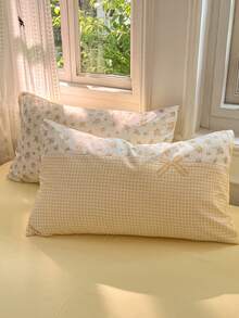 4pcs Reversible Bedding Set, Soft & Comfortable Bedroom Linens, Cute Floral Plaid Pattern, Breathable & Soft All Season Bed Set Including 1 Duvet Cover, 1 Flat Sheet, 2 Pillow Shams, No Filling, Suitable For Bedroom, Dorm, Home Use, Multiple Sizes Available - 黃色 - 查看 8