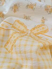 4pcs Reversible Bedding Set, Soft & Comfortable Bedroom Linens, Cute Floral Plaid Pattern, Breathable & Soft All Season Bed Set Including 1 Duvet Cover, 1 Flat Sheet, 2 Pillow Shams, No Filling, Suitable For Bedroom, Dorm, Home Use, Multiple Sizes Available - 黃色 - 查看 11