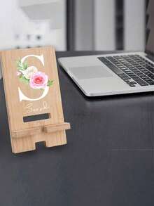 Customized Personalized Portable Phone Holder With White Flower Letters,Customize Your Name, Initial A-Z ,Carving Techniques Diy Detachable Assembly Phone Holder,Creative Integrated Folding Phone Holder,Carving Flower Letter Patterns With Lines, Lazy Desktop Retractable Phone Holder,Valentine's Day Gifts, Ramadan Gifts, Thanksgiving Gifts - Multicolor - View 5