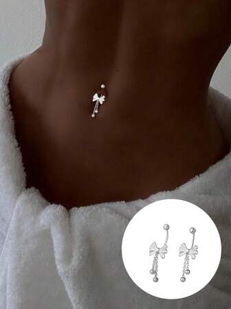 1件S925纯银极简流苏肚脐钉，适合女孩日常佩戴，是送给女友、母亲、姐妹的最佳礼物。